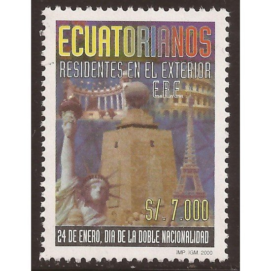 Ecuador 1482 2000 Ecuatorianos residentes en el exterior Torre Eiffel MNH Ecuador 1482 2000 Ecuatorianos residentes en el exterior Torre Eiffel MNH