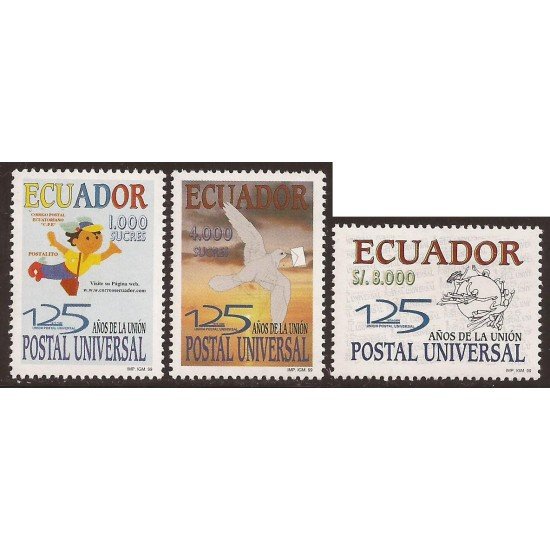 Ecuador 1483/85 2000 125 Aniversario UPU Pájaro bird MNH