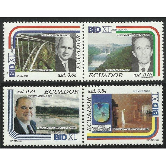 Ecuador 1520/23 2000 BID Puente bridge Represa Daule-Peripa MNH Ecuador 1520/23 2000 BID Puente bridge Represa Daule-Peripa MNH