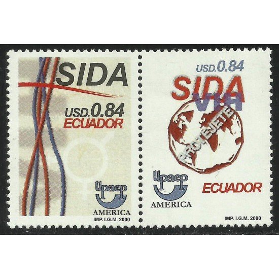 Ecuador 1532/33 2000 UPAEP Sida Aids VIH MNH Ecuador 1532/33 2000 UPAEP Sida Aids VIH MNH