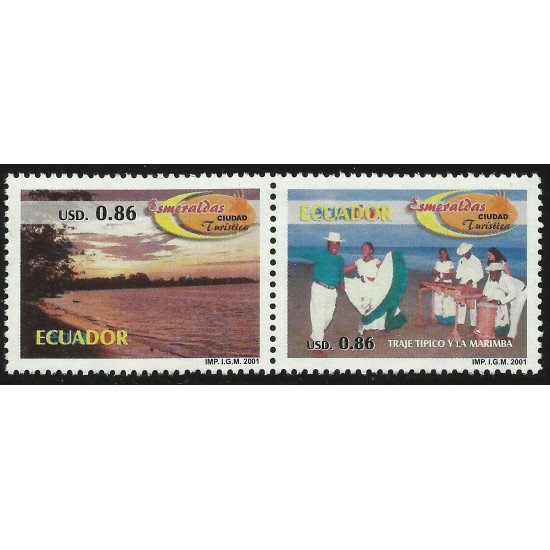 Ecuador 1573/74 2001 Esmeraldas Ciudad Turística Música Music MNH