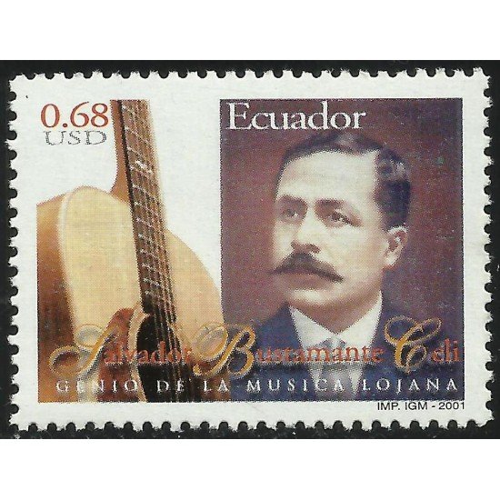 Ecuador 1580 2001 Músico Salvador Bustamente Música Music Guitarra  Guitar MNH