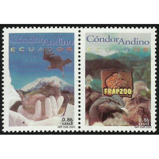 Ecuador 1581/82 2001 FRAPZOO Fauna Cóndor Andino Pájaro Bird MNH Ecuador 1581/82 2001 FRAPZOO Fauna Cóndor Andino Pájaro Bird MNH