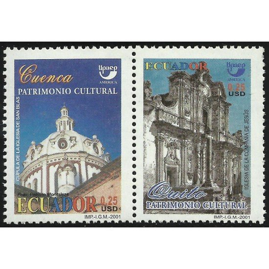 Ecuador 1621B/C 2001 UPAEP Patrimonio Cultural Cuenca Quito MNH Ecuador 1621B/C 2001 UPAEP Patrimonio Cultural Cuenca Quito MNH