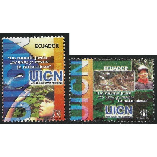 Ecuador 1623/24 2002 UICN UNión mundial para la Naturaleza Fauna Jaguar Ballena Ecuador 1623/24 2002 UICN UNión mundial para la Naturaleza Fauna Jaguar Ballena