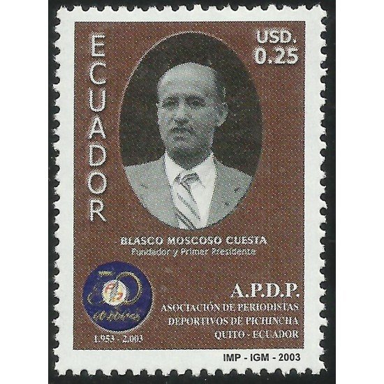 Ecuador 1722 2003 APDP Blasco Moscoso Cuesta  Periodistas deportivos MNH