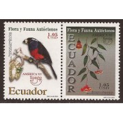 Ecuador 1769/70 2003 UPAEP Flora y fauna Pájaro bird Semnornis Bomarea MNH 