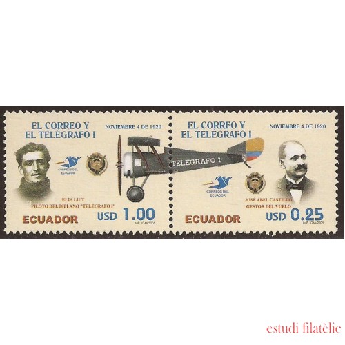 Ecuador 1889/90 2005 El Correo y el Telégrafo Avión Elia Liut José Abel Castillo