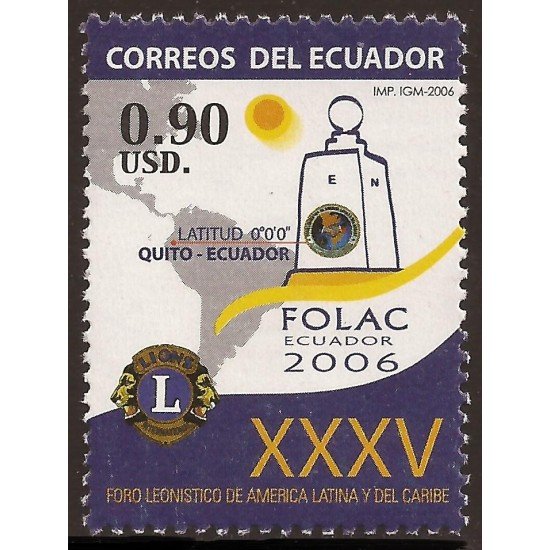 Ecuador 1897 2006 35 Fórum Lions Club América Latina y Caribe en Quito MNH Ecuador 1897 2006 35 Fórum Lions Club América Latina y Caribe en Quito MNH