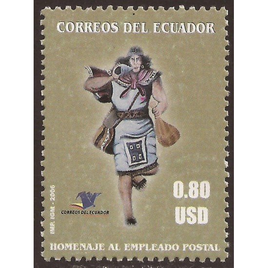 Ecuador 1925a 2006 Variedad Variety color Homenaje al empleado postal MNH Ecuador 1925a 2006 Variedad Variety color Homenaje al empleado postal MNH
