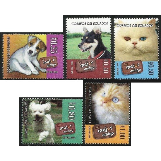 Ecuador 1993/97 2006 Fauna Perro Dog Gato Chien cat MNH