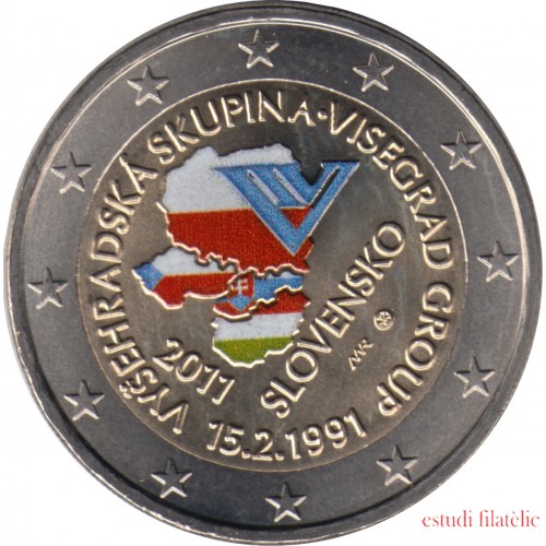 Eslovaquia 2011 2 € euros conmemorativos XX Av. del Grupo de Visegrado V4 Color 
