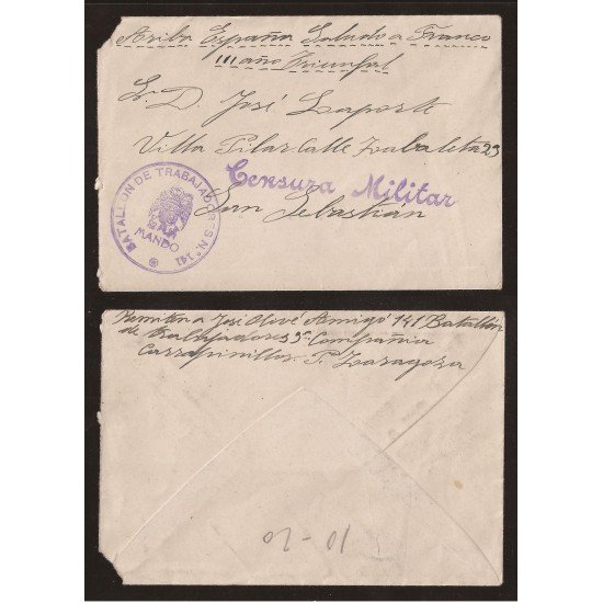 <div><strong>España Carta Garrapinillos San Sebastián Franquicia Militar</strong></div> <div><strong>España Carta Garrapinillos San Sebastián Franquicia Militar</strong></div>