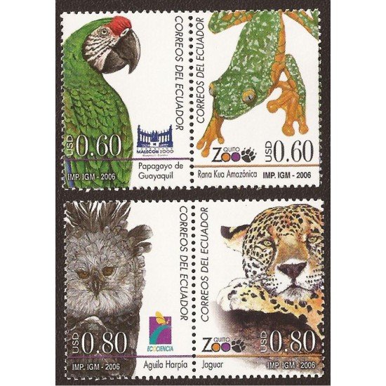 Ecuador 2017/20 2006 Fauna Papagayo Rana  Aguila Jaguar MNH