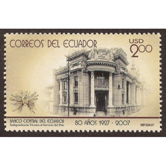 Ecuador 2054 2007 80 Años Banco Central 1927 - 2007 MNH