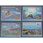 Ecuador 2086/89 2008 Fauna Galápagos Pelicano Raya Carcharhinus MNH 