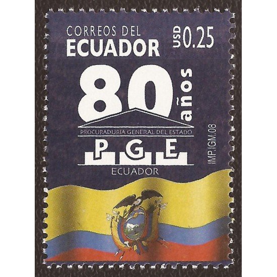 Ecuador 2106 2008 80 Aniversario PGE Procuraduria General del Estado MNH Ecuador 2106 2008 80 Aniversario PGE Procuraduria General del Estado MNH