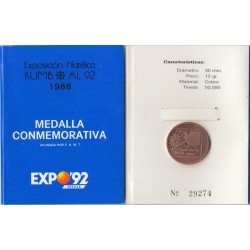 España Spain 1988 Medalla conmemorativa Expo 92 Sevilla Cobre España Spain 1988 Medalla conmemorativa Expo 92 Sevilla Cobre