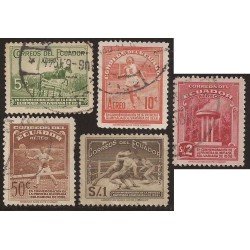 Ecuador A- 67/71 1939 Aéreo Victoria Conmemoración Primera Olimpiada Bolivariana Ecuador A- 67/71 1939 Aéreo Victoria Conmemoración Primera Olimpiada Bolivariana