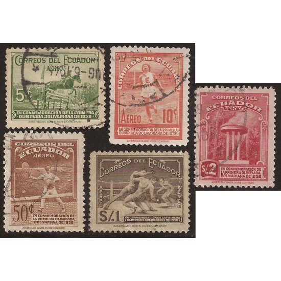 Ecuador A- 67/71 1939 Aéreo Victoria Conmemoración Primera Olimpiada Bolivariana