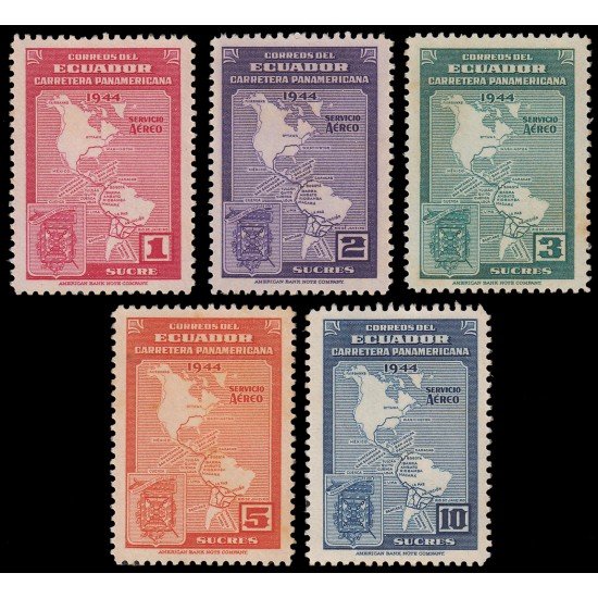Ecuador A 149/53 Aéreo 1946 Carretera Panamericana MNH Ecuador A 149/53 Aéreo 1946 Carretera Panamericana MNH