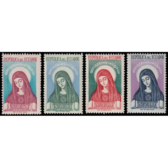 Ecuador A 228/31 Aéreo 1952 Canonización de Santa María de Jesús Religión MNH Ecuador A 228/31 Aéreo 1952 Canonización de Santa María de Jesús Religión MNH