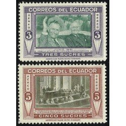 Ecuador A- 232/33 1952 Aéreo Visita Presidente Plaza MNH Ecuador A- 232/33 1952 Aéreo Visita Presidente Plaza MNH