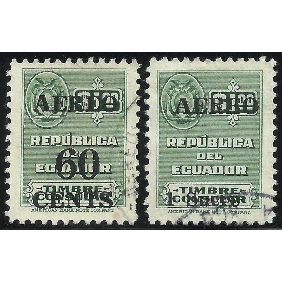 Ecuador A- 235/36 1952 Aéreo Servicio Consular Usados Ecuador A- 235/36 1952 Aéreo Servicio Consular Usados