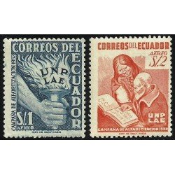 Ecuador A- 241/42 1953 Aéreo Campaña Alfabetización UNP LAE MH Ecuador A- 241/42 1953 Aéreo Campaña Alfabetización UNP LAE MH