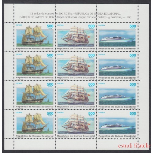 Guinea Ecuatorial 226/28 1996 Minihojita Barcos MNH