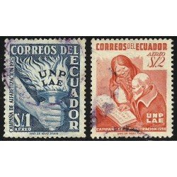 Ecuador A- 241/42 1953 Aéreo Campaña Alfabetización UNP LAE Usados Ecuador A- 241/42 1953 Aéreo Campaña Alfabetización UNP LAE Usados