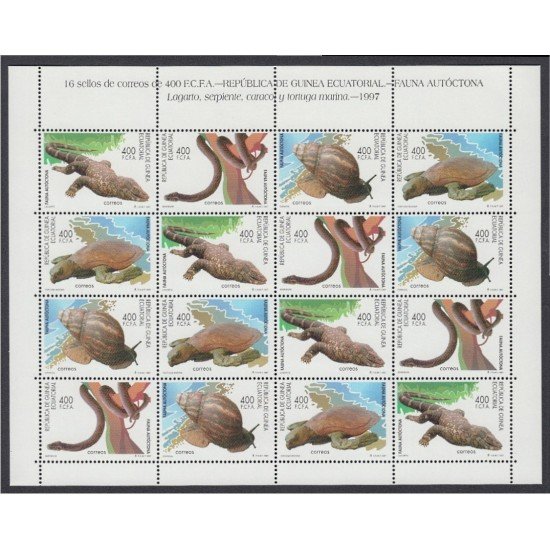 Guinea Ecuatorial 244/47 1998 Minihojita Fauna Autóctona MNH