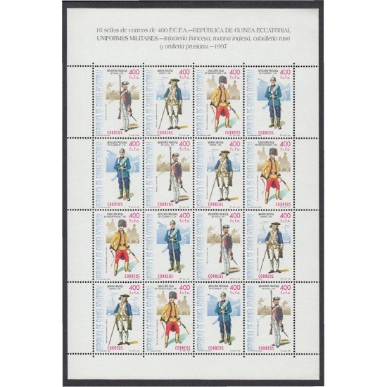 Guinea Ecuatorial 248/51 1998 Minihojita Uniformes militares MNH