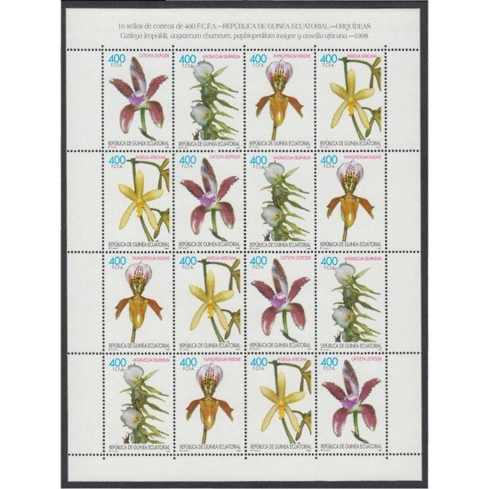 Guinea Ecuatorial 255/58 1999 Minihojita Orquídeas MNH