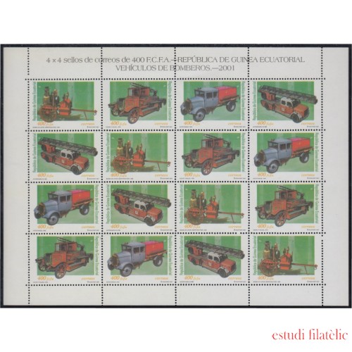 Guinea Ecuatorial 280/83 2001 Minihojita Vehículos de bomberos MNH