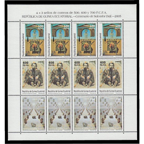 Guinea Ecuatorial 353/55 2005 Centenario del Nacimiento de Salvador Dalí Minihojita