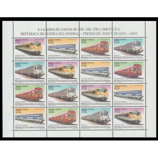 Guinea Ecuatorial 360/63 2005 Minihojita Trenes MNH