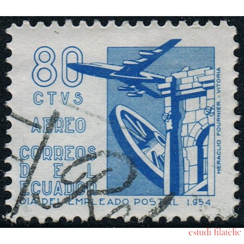 Ecuador A- 260 1954 Aéreo Día del Empleado Postal Usado