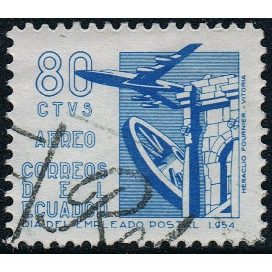 Ecuador A- 260 1954 Aéreo Día del Empleado Postal Usado Ecuador A- 260 1954 Aéreo Día del Empleado Postal Usado