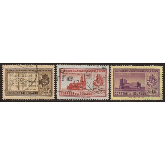 Ecuador A- 306/08 1957 Aéreo 4 Centenario de la Ciudad de Cuenca Usados Ecuador A- 306/08 1957 Aéreo 4 Centenario de la Ciudad de Cuenca Usados