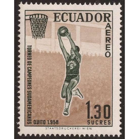 Ecuador A- 323 1958 Aéreo Campeonato Sudamericano Basket MH Ecuador A- 323 1958 Aéreo Campeonato Sudamericano Basket MH
