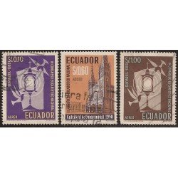 Ecuador A- 324/26 1958 Aéreo 3 Congreso Eucarístico Nacional en Guayaquil Usados Ecuador A- 324/26 1958 Aéreo 3 Congreso Eucarístico Nacional en Guayaquil Usados