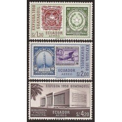 Ecuador A- 327/29 1958 Exposición Filatélica de Guayaquil MNH Ecuador A- 327/29 1958 Exposición Filatélica de Guayaquil MNH