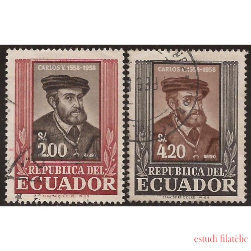 Ecuador A- 334/35 1958 4 Cº de la Muerte de Carlos V Rey Usados