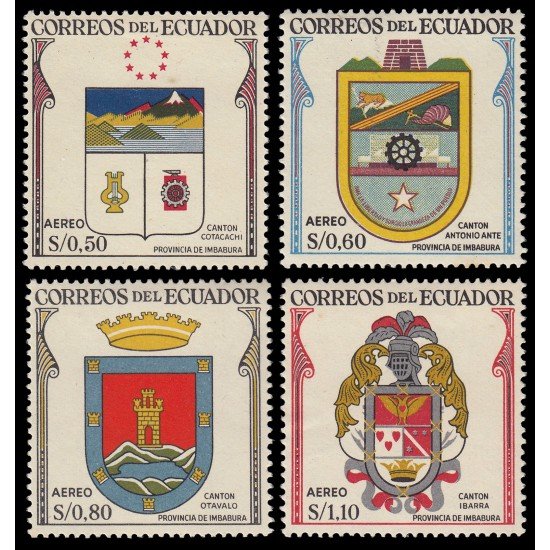 Ecuador A- 336/39 1958 Aéreo Escudos de Armas Provincia de Imbabura MNH Ecuador A- 336/39 1958 Aéreo Escudos de Armas Provincia de Imbabura MNH