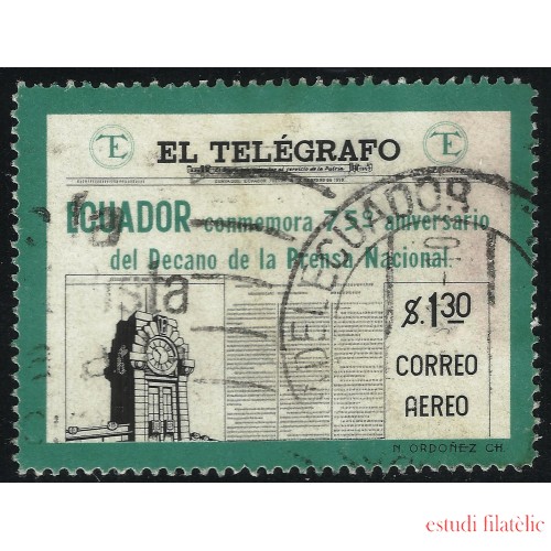 Ecuador A- 342 1959 Aéreo 75 Aniversario Periódico El Telégrafo Usado