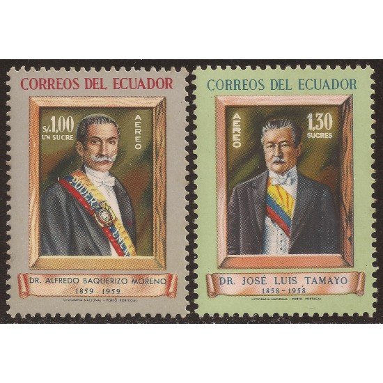 Ecuador A- 344/45 1959 Aéreo Cº Nacimiento Dr. José Luis Tamayo MNH Ecuador A- 344/45 1959 Aéreo Cº Nacimiento Dr. José Luis Tamayo MNH