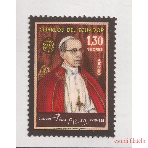 Ecuador A- 352 1959 Aéreo Aniversario Muerte Papa Pius XII Religión MNH