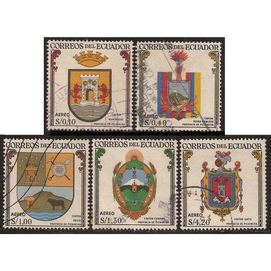 Ecuador A- 356/60 1960 Aéreo Escudos Cantón provincia de Pichincha Usados