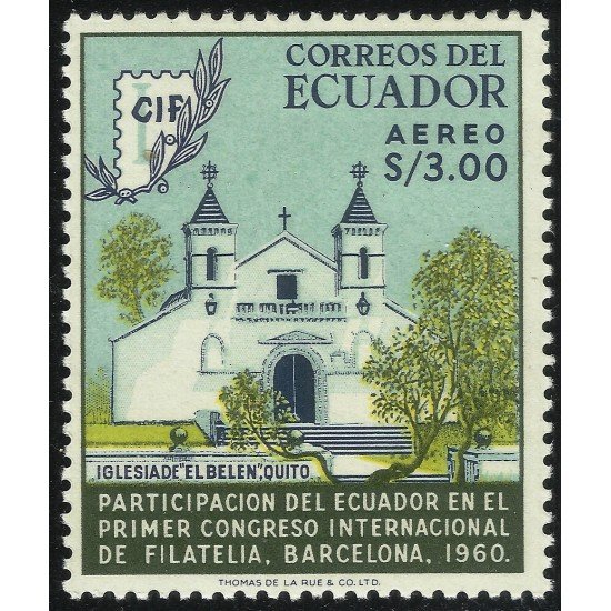 Ecuador A- 377 1961 CIF Aéreo Congreso Internacional Filatelia en Barcelona MH